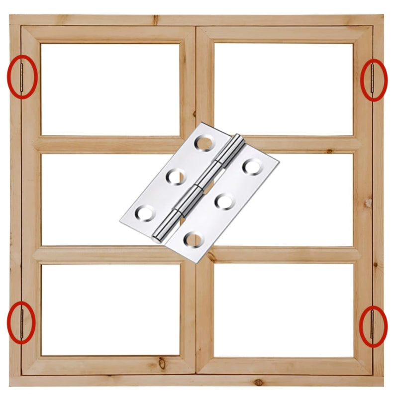 Stainless Steel Folding Door Hings 3 Inch for Furniture Cabinets Window Wooden Box Trailer Components, Pack of 12 Silver 12pcs 3x2 Inch