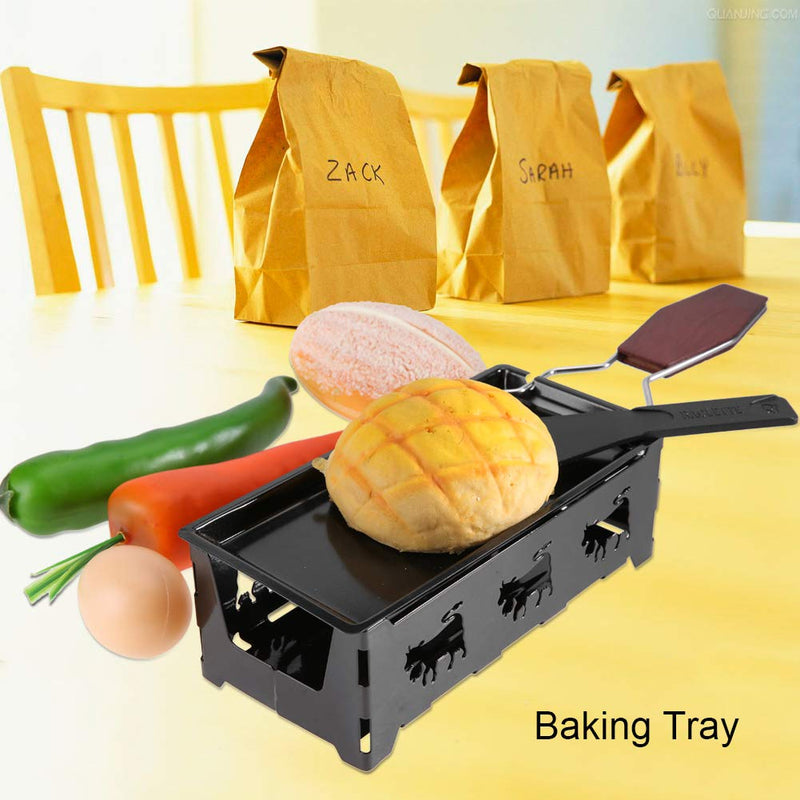 Non-Stick Cheese Melter, Portable Cheese Rotaster Raclette Machine with Spatula and Foldable Handle, Black