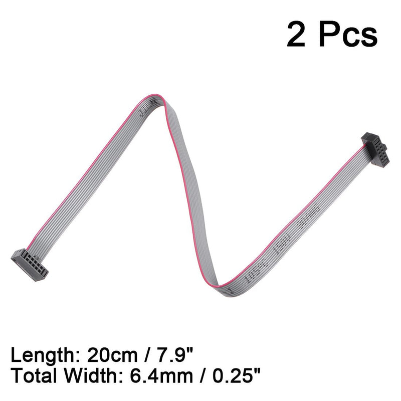 uxcell IDC 10 Pins Connector Flat Ribbon Cable Female Connector Length 20cm 1.27mm Pitch,2pcs