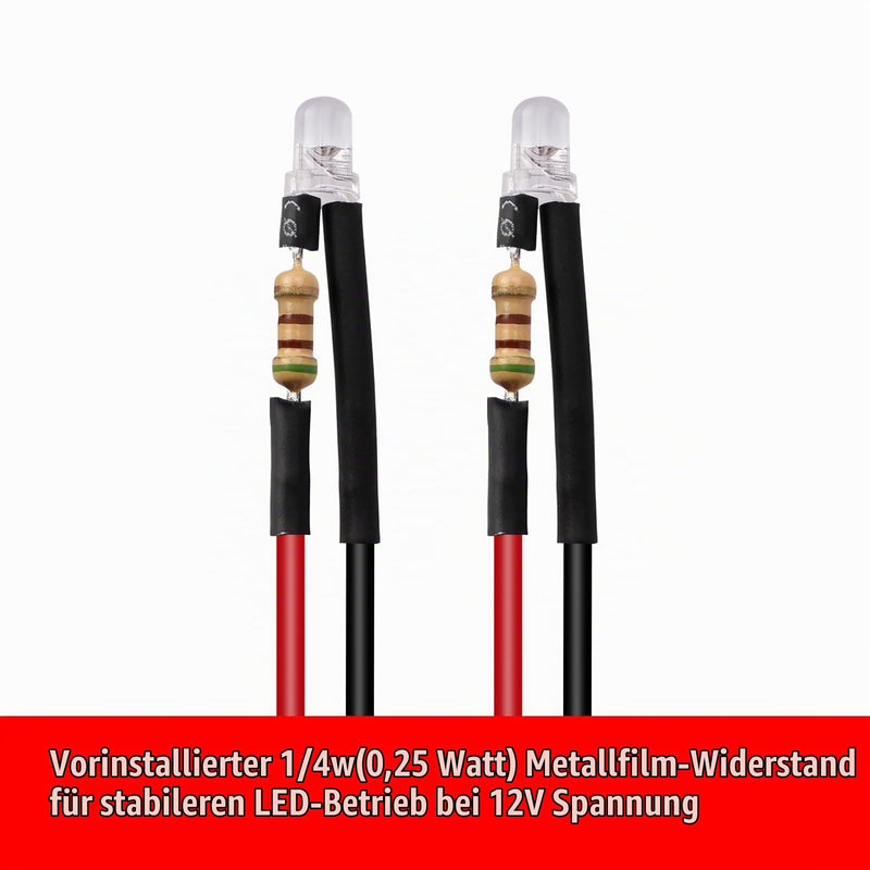 YIXISI Pack of 40 3mm Diode Light, 12V 20cm Pre-Wired LED, Pre-Wired Light, LED Light Emitting Diodes Pre-Wired, Red 3mm. Red