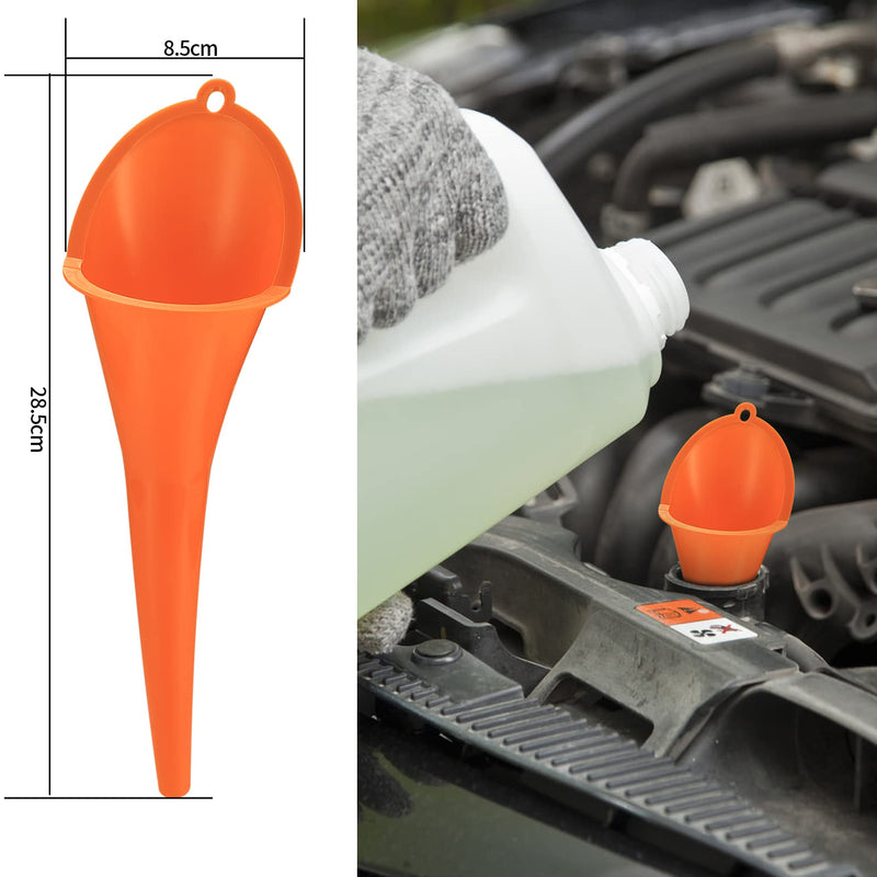 6 Pcs Automotive Funnels Set, Wide Mouth Fuel Funnels, Plastic Long Neck Oil Funnels, Flexible Right Angle Funnels, with Detachable Spout and Filter for Water/Gasoline/Coolant/Engine Oil