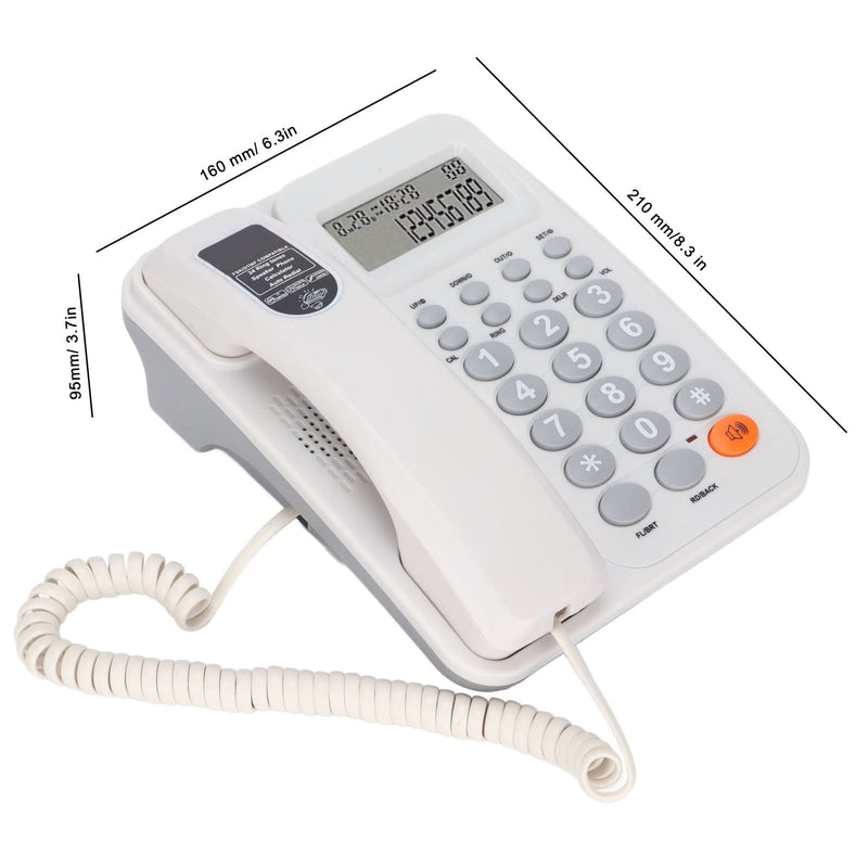 KX T2027CID Corded Phone, Landline Phone with LCD Display Desktop Phone for Home Office Hotel, Telephones Landline Corded with Semi Handsfree Call, Caller ID, 24 Ringtones(White)