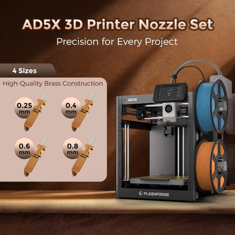FLASHFORGE AD5X 3D Printer 0.4mm Nozzle Assembly, 30S Quick-Detachable Nozzle,Max 300℃ High Temperature & High Flow 32mm³/s Nozzle for AD5X 3D Printers 0.4mm for AD5X