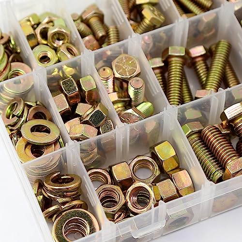 236PCS Grade 8 Heavy Duty Bolts and Nuts Washers Kit, 1/4-20 5/16-18 3/8-16 Hex Bolts Nuts Assortment Kit, Includes 13 Most Common Sizes 1/4-20 5/16-18 3/8-16--Bolts and Nuts Kit (236PCS)