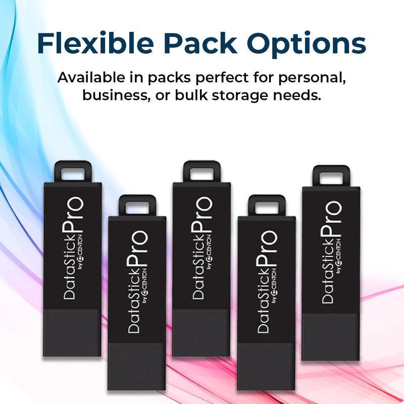 Centon Electronics MP Valuepack USB 3.2 Gen1 DataStick Pro Flash Drive, 32 GB, 5 USB Flash Drives, 5 Pack, Black 32GB
