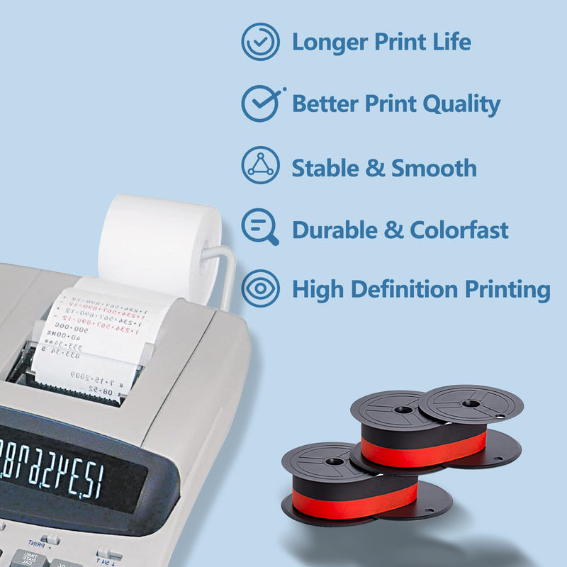 24-Pack Compatible with GR24 GR 24 Universal Twin Spool Calculator Ribbon Porelon 11216 GR24br Replacement for Sharp El 1197 P III fr-2650tm Dataproducts R3027 Printer, Black/Red