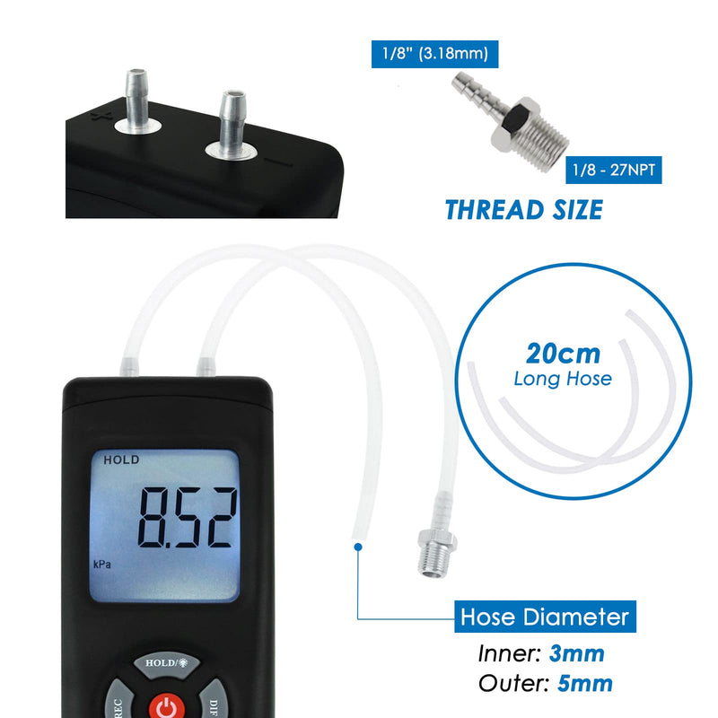 Portable Digital Manometer HVAC Air Vacuum Gas Differential Pressure Gauge Air Pressure Gauge Meter Tester 11 Units with Backlight