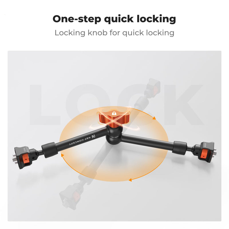K&F Concept 11" Magic Arm Clamp Kit with 1/4" & 3/8" Thread Screw, Articulating Friction Arm Clamp Camera Mount for Monitor, LED Light, Webcam, Action Camera 11" with Clamp