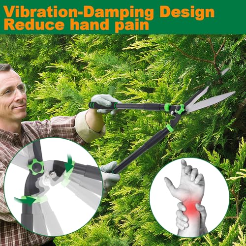 Hedge Shears 29.5" Manual Hedge Clippers with 15° Angle Precision Blades Plant Cutting Scissors for Trimming and Shaping Hedges, Shrubs, Boxwood, Tall Bushes