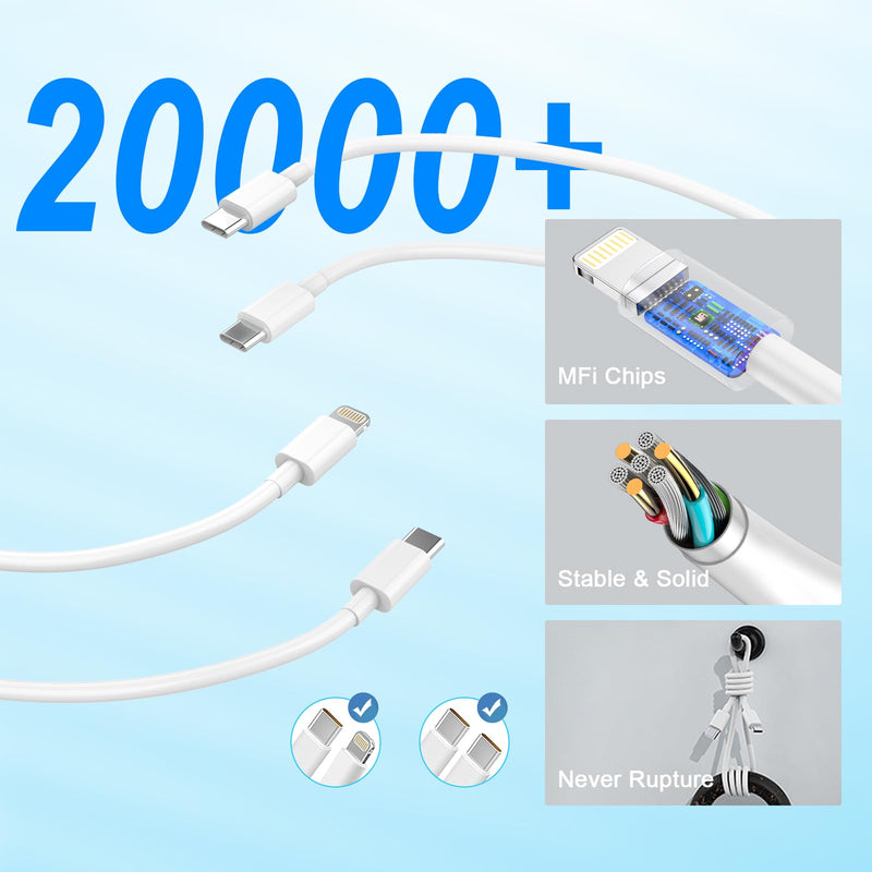 iPhone Car Charger Fast Charging [Apple MFi Certified], 60W Dual USB-C Power Cigarette Lighter Car Charger+Type-C Cable&Lightning Cable for iPhone 15 14 13 12 11 Pro Plus XS XR iPad, Samsung and more