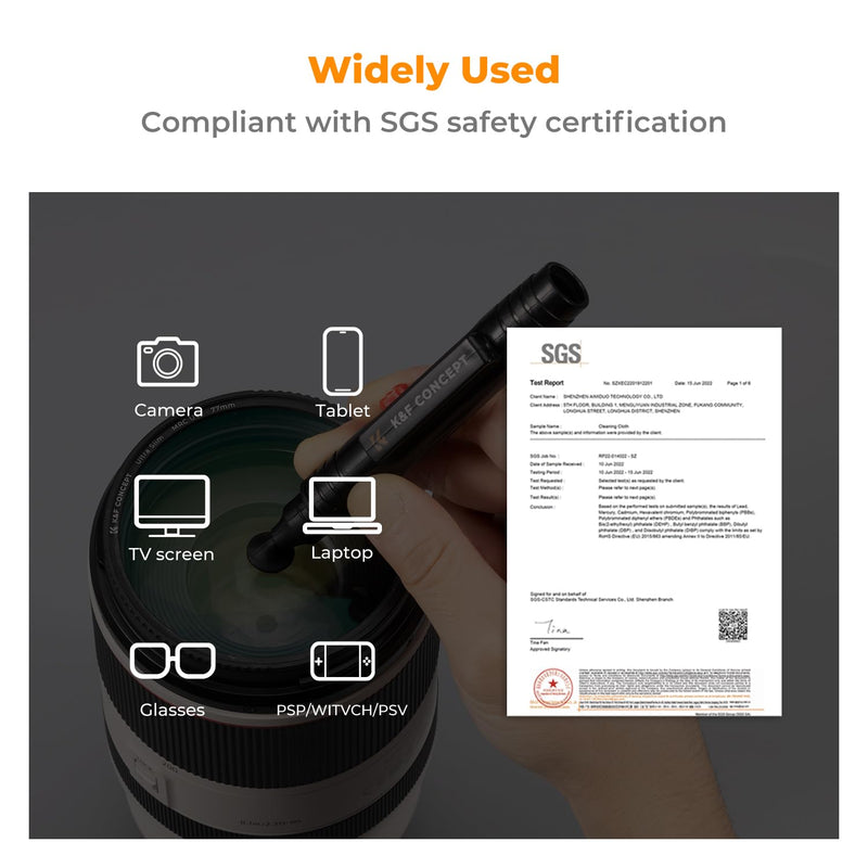 K&F Concept 15-in-1 Camera Lens Cleaning Kit with Camera Blower, Glasses Wipes*10, Cleaning Liquid, Microfiber Cleaning Cloth*2, Lens Cleaning Pen for DSLR Camera Lens Filter Cell Phones 15-1 Kit