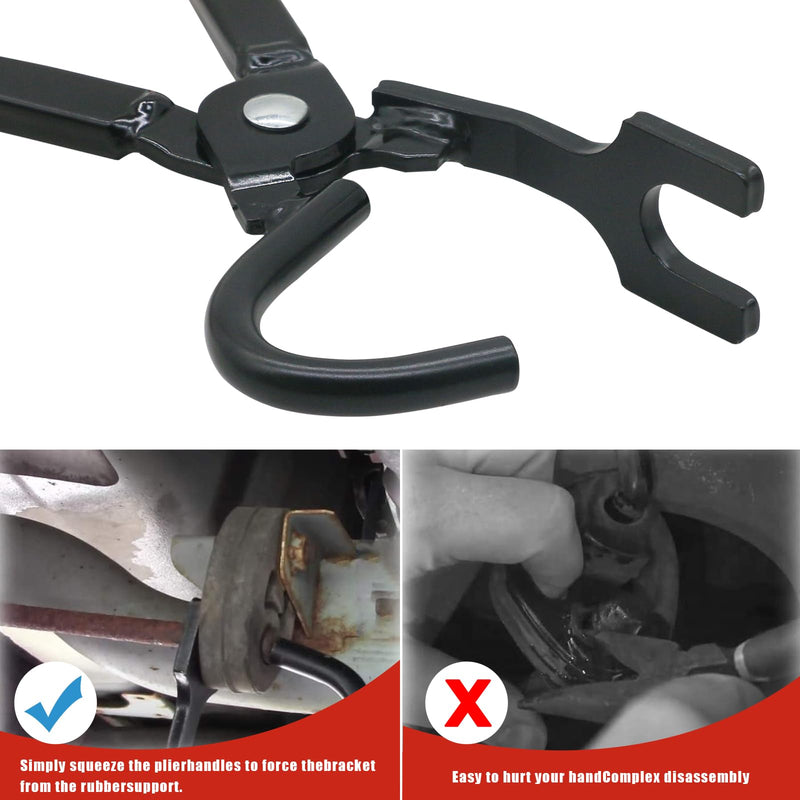 Exhaust Hanger Removal Pliers-Exhaust Hanger and Rubber Bracket Separation Exhaust Pliers-Compatible with All Exhaust Rubber Hangers