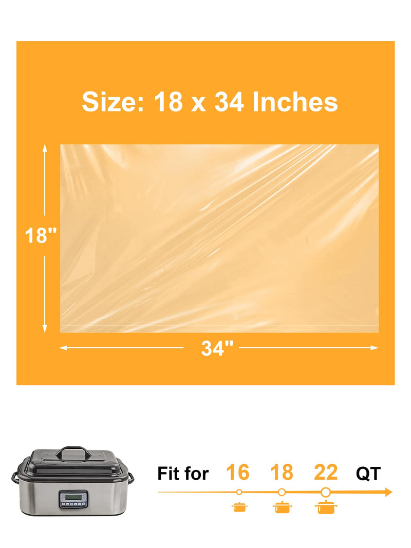 SMARTAKE Electric Roaster Liners, 20 Count Disposable Roaster Liners, Fits 16, 18, 22 Quart Roasters, Roaster Pan Oven Liners Plastic Cooking Bags for Instant Cleanup, 18 x 34 Inch 20-Pack
