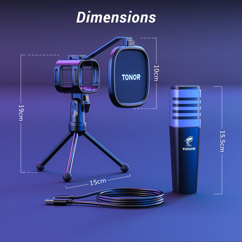 TONOR RGB USB Microphone, Cardioid Condenser Computer PC Mic with Tripod Stand, Pop Filter, Shock Mount for Gaming, Streaming, Podcasting, YouTube, Twitch, Compatible with Laptop Desktop,TC30 with RGB TC30S
