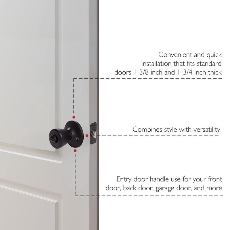 Design House 779272 Tulip Keyed Entry Door Knob Matte Black Keyed Entry Lock