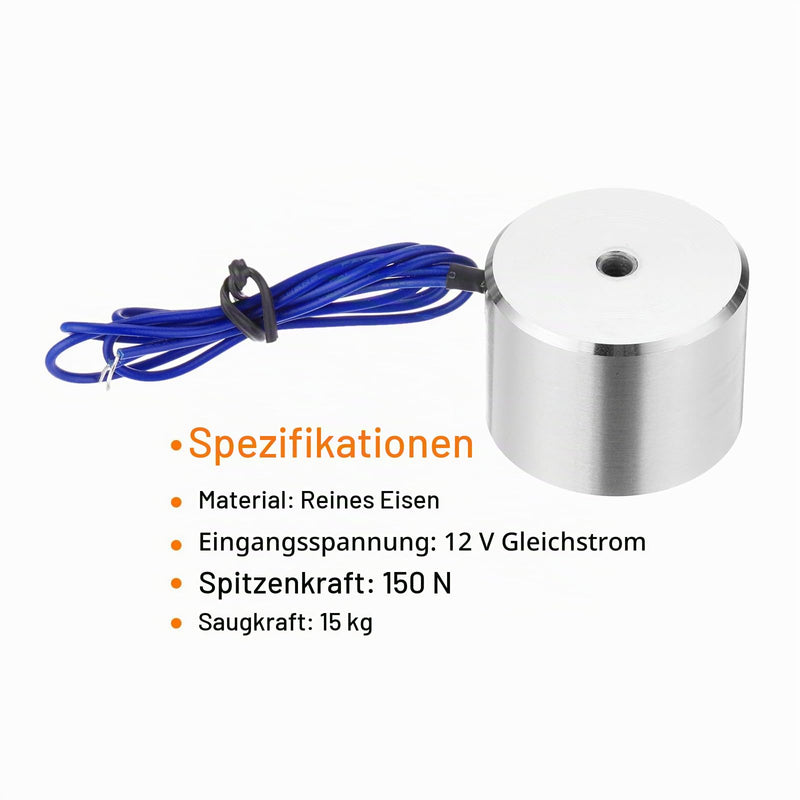 QUARKZMAN Round Solenoid Electromagnet DC 12V 150N 33LB/15kg | Electric Lifting Solenoid for Automation Equipment