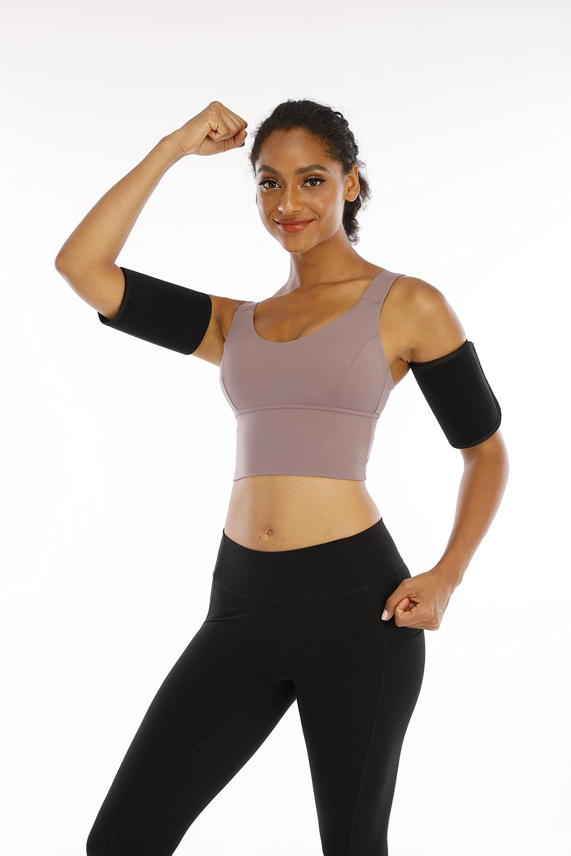 Sauna Arm Trimmer Bands arm Sweat Bands for Women Weight Loss Arm Shaper Wraps for Workout arm Bands for Flabby arm Black