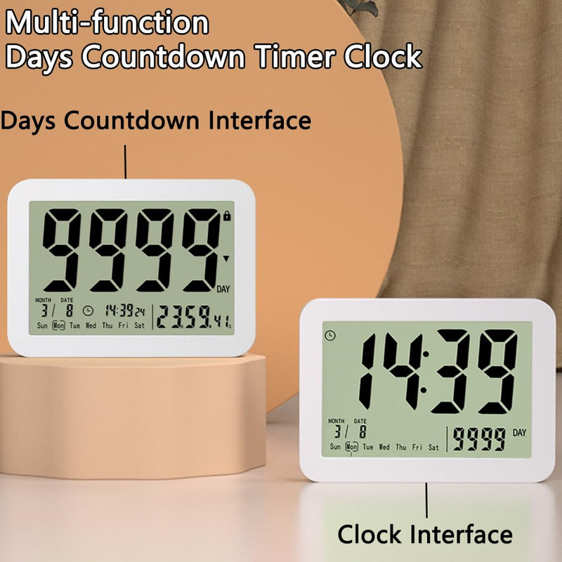FCXJTU Digital Countdown Days Timer Clock- 9999 Days Count Down Days Timer with Stand Strong Magnetic Back for Retirement Wedding Vacation Christmas New Baby Classroom Lab Kitchen Cooking (9999Day) 9999Day Clock Timer