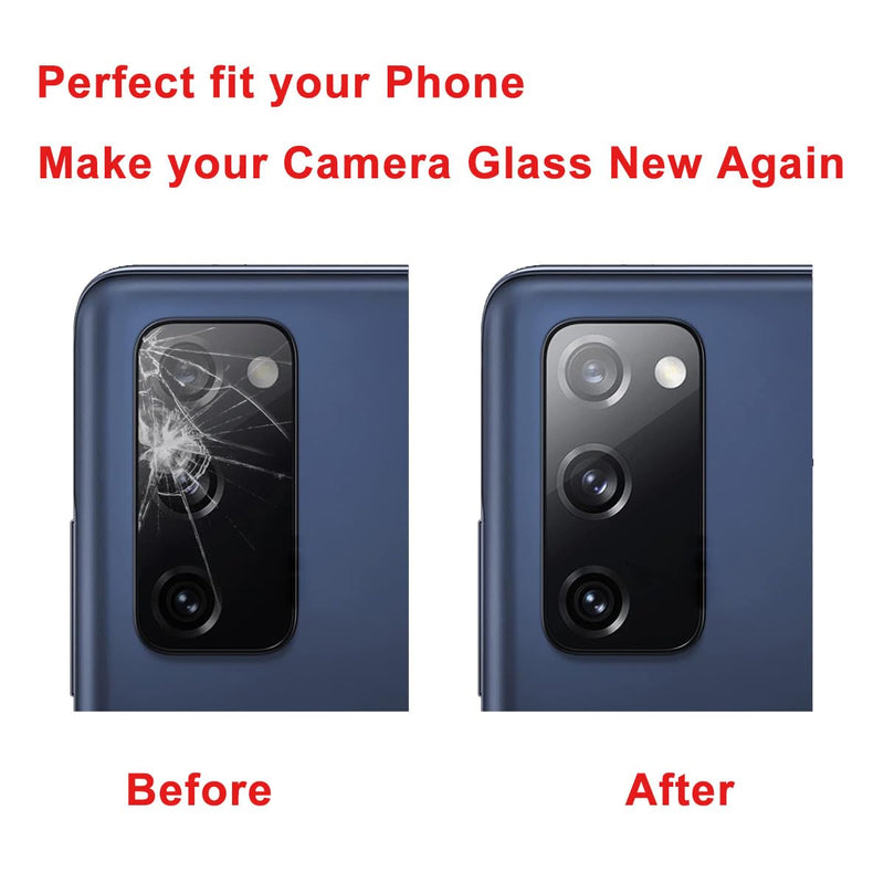2 Set Back Rear Camera Lens Glass Replacement for Samsung Galaxy S20 FE 6.5 inches with pre-installed adhesive and Reparing Toolkit
