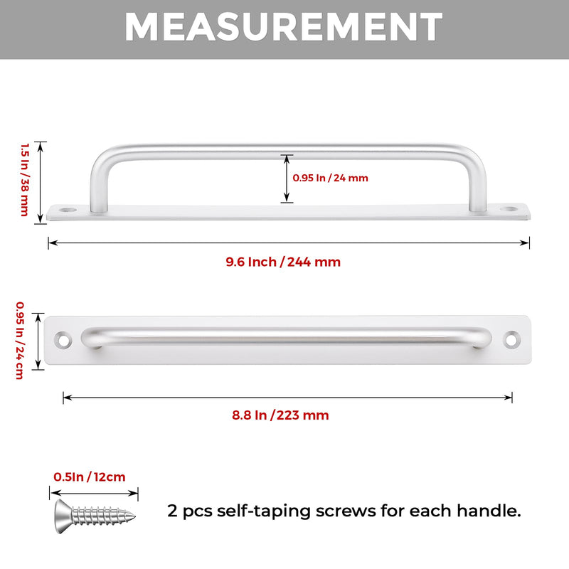 Barn Door Handles 6 Pack Silver Door Handles Sliding Cabinet Pulls 8.8" Hole Center Screen Cabinet Hardware Zinc Alloy Pulls 8.8 in hole center