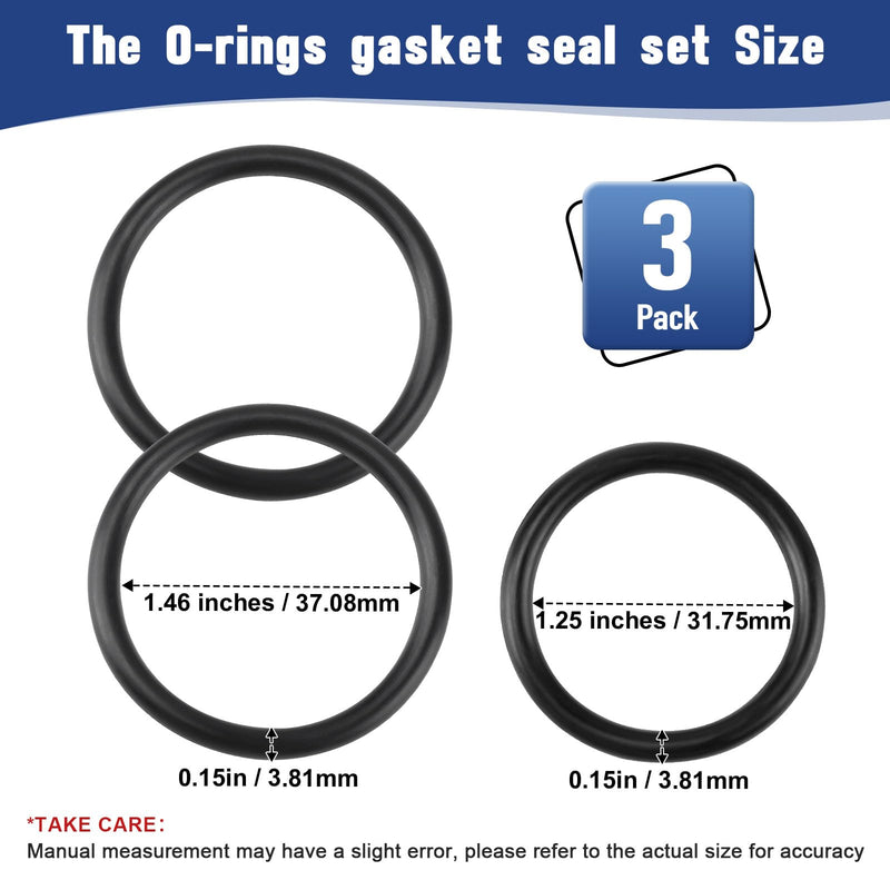 Radiator Hose and T-Pipe Coolant Tee O-Ring Kit Fit for Ford F-150 5.0L 2011-18 Mustang DR3Z-8566-A & BC3Z-8590-F, Engine Hose O-Rings Repair Kit Compatible with Lincoln Select Models, 3Pack