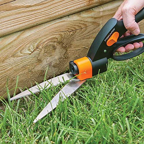 Fiskars ShearEase Grass Shears - 5'' 360-Degree Swivel Blade - Garden Shears and Grass Cutter - Black & Ergo Gardening Hand Trowel - Ergonomic Handle Design with Hang Hole