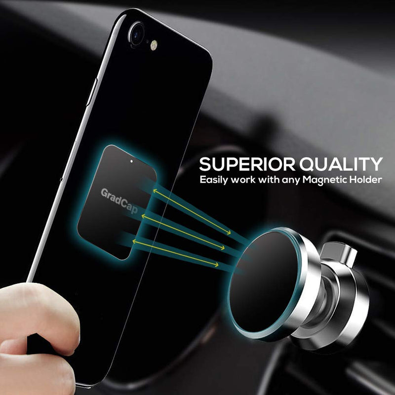 Metal Plate for Magnetic Phone Mount - 4 Packs Universal Ultra Thin Black Metal Disc w/Strong 3M Adhesive Sticker - Replacement Accessory Kit - 2 Rectangle (1.75"x2.5") & 2 Round (1.5"x1.5")