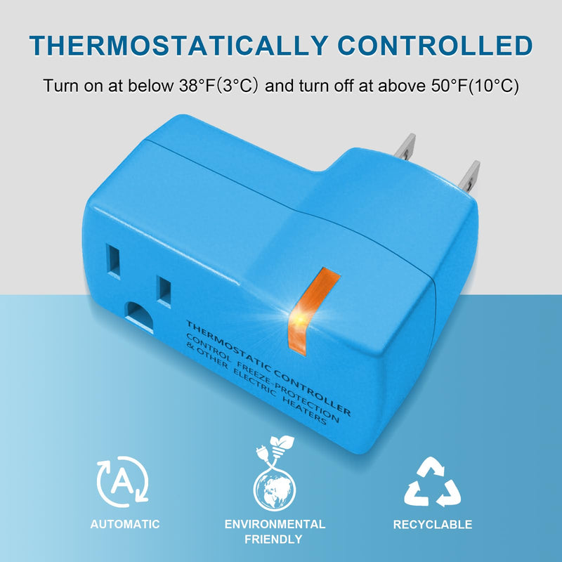 2 PCS Upgraded Thermostat Outlet for Greenhouse and Well House Heater YeloDeer, Auto On 38 °F/Off 50 °F for Heater Pond De-icers Farm RV 2