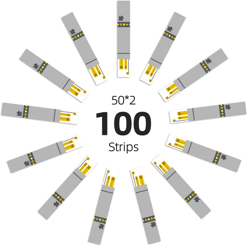 Metene AGM-513S Blood Glucose Test Strips, 100 Count, No Monitor | 100 Count Blood Glucose Test Strips, Use with Metene AGM-513S Blood Glucose Monitoring System Only (No Monitor) 100 Count(Pack of 1)