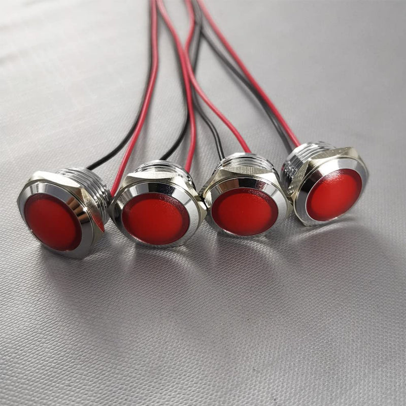 Formed 4 pieces 110V-230V 20mA energy saving indicator, metal indicator lamp, waterproof signal lamp, hole size 16 mm, red LED (head with spherical surface) Red (230 V)