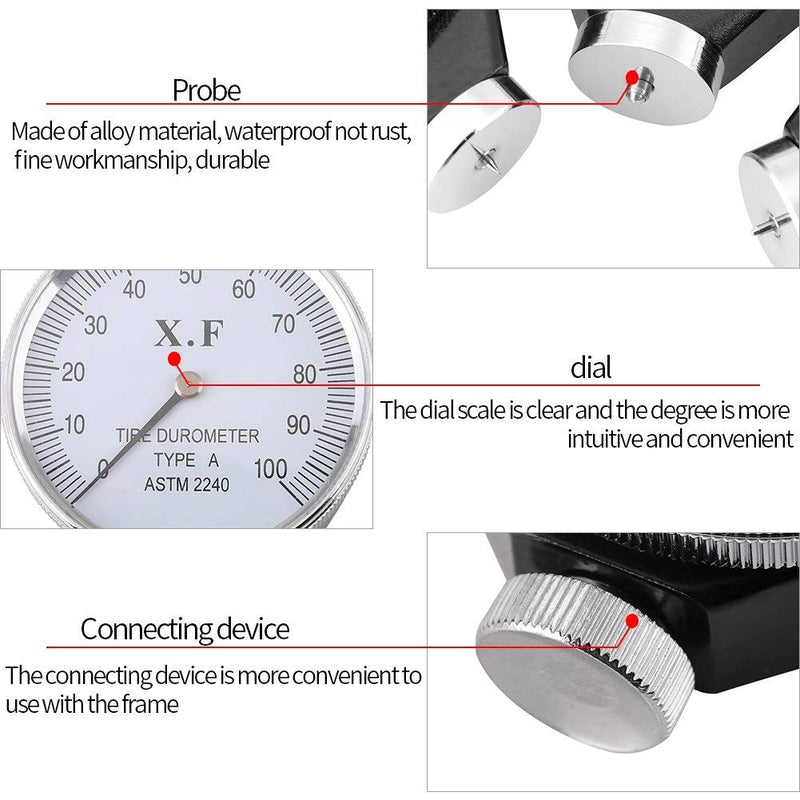 Hardness Tester Shore Type A/O/D Rubber Tire Durometer Hardness Tester 0-100 (Type O)