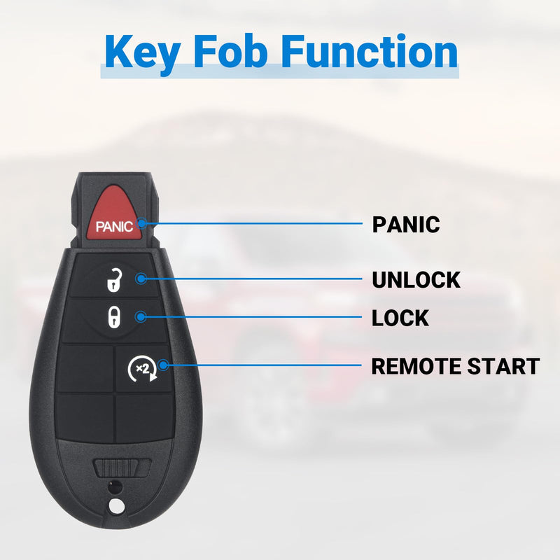 Key Fob Replacement Compatible with 2013-2021 Dodge Ram 1500 2013-2018 Ram 2500 3500 4500 5500 Keyless Entry Remote GQ4-53T (2-Pack)