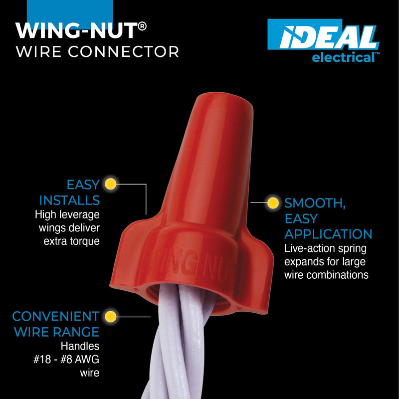 Ideal Electrical Wing-Nut® Wire Conn, 452® Red, 250/Jar Jar of 250