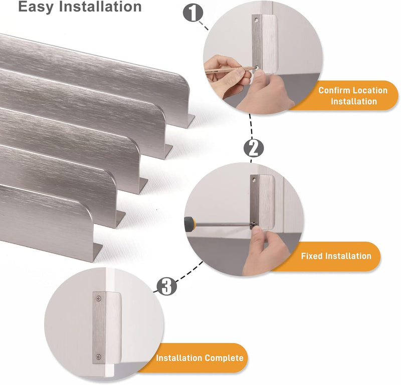 Satanga Edge Finger Pulls for cabinets Kitchen Invisible Hardware Drawer Pull Low Profile Dresser Bathroom Cupboard Furniture Handles Pack of 5 Modern Brushed Nickel 7.87 inch Easy Installation 6.3" Hole Center 7.87" Overall Length