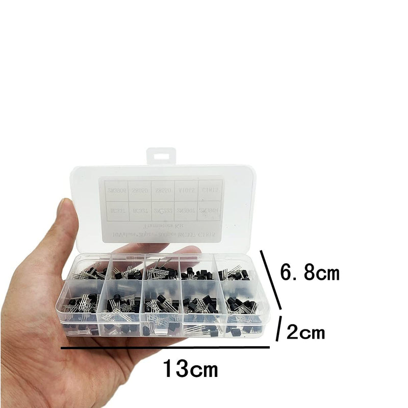 JZK 200 PCS Bipolar BJT Transistors Assortment Kit, 10 Values PNP NPN Power Transistors Set, BC337 BC327 2N2222 2N2907 2N3904 2N3906 S8050 S8550 A1015 C1815