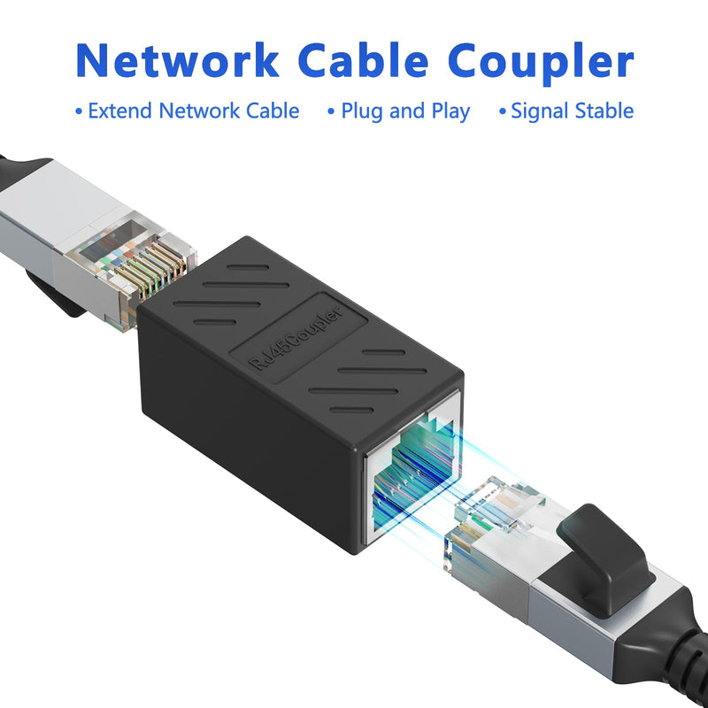 Jadaol [1000Mbps, High-Speed] RJ45 Coupler, Ethernet Extender Adapter for Cat7/Cat6/Cat5e, Female to Female LAN Connector for PC, Router, Modem, PS5, Xbox, Network Extension, 1 Pack, Black RJ45 1 pack