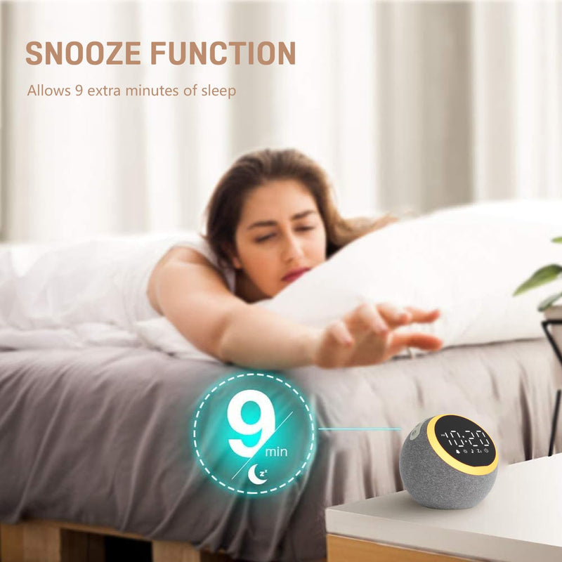 Sound Machine White Noise Machine with 25 Soothing Sounds, 5W Stereo Speaker, Dimmable Alarm Clock for Bedroom with Night Light, 1 Alarm, Sleep Timer, Ideal Gift for Baby, Kids, Adults, Seniors, Grey