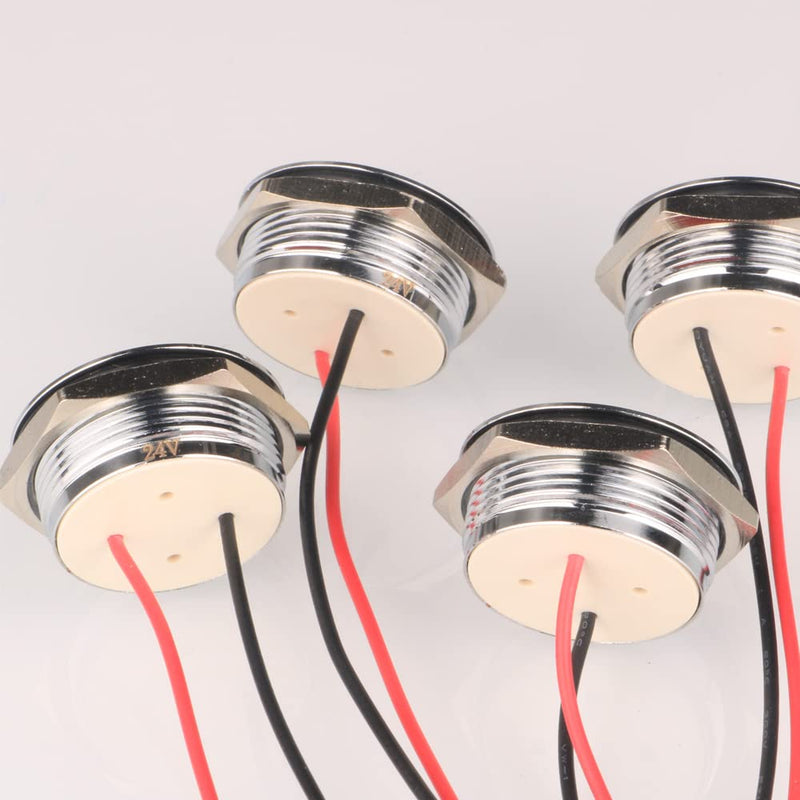 Gebildet 4pcs AC/DC 12-24V 20mA Energy Saving Indicator Metal Indicator Lamp Waterproof Signal Lamp Hole Size 22 mm Red LED (Spherical Surface Head) Red (Ac/Dc 12-24v)