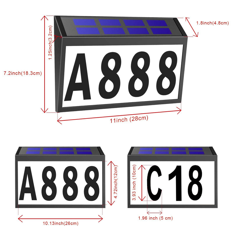 Solar House Numbers Light, T-SUNUS Lighted House Numbers Sign Plaque Address Numbers for Houses Waterproof LED Solar Powered Address Sign for Houses Mailbox Street Yard Wall mounted