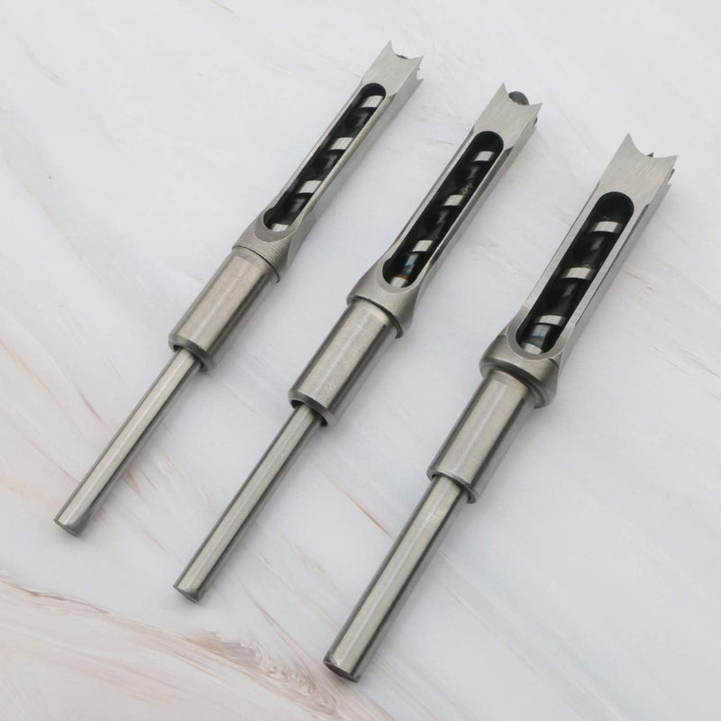 3pcs Woodworking Square Hole Drill Bits Mortising Chisel Set, Countersink Bits Woodworker Hole Saw Power Tool Kits Tool Set 9/16, 5/8, 3/4-Inch