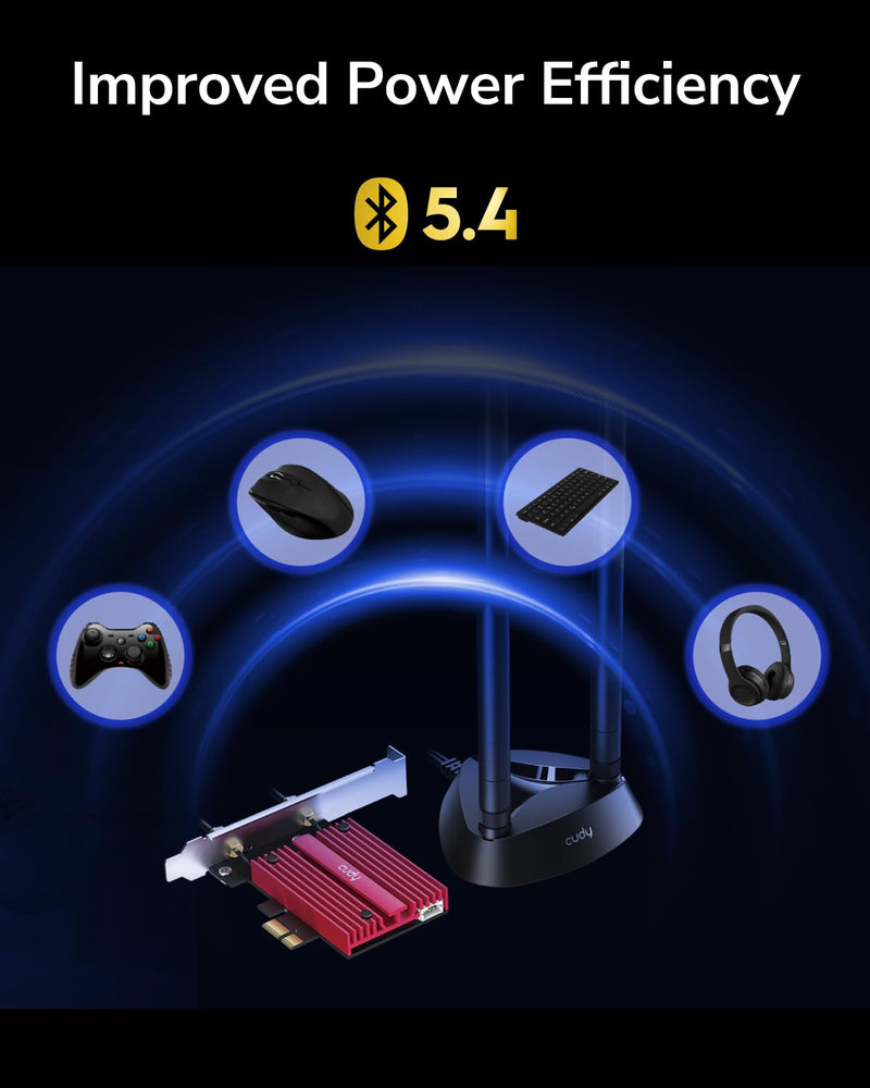 Cudy WiFi 7 WE9300S PCIe WiFi Card for PC, 6GHz Tri-Band Wireless Adapter, Intel BE200 Chipset, Bluetooth 5.4, High Gain Antenna, Easy Installation
