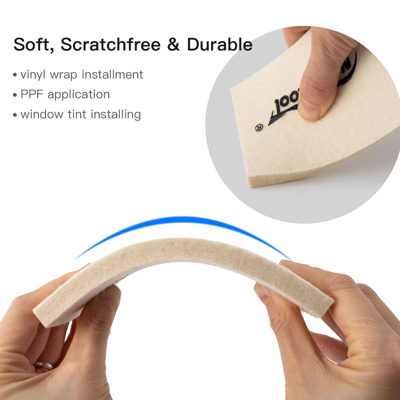 NEWISHTOOL Wool Felt Squeegee Window Tint Tool, 2 Sizes Shrink Wool Squeegee for Window Tinting, Scratch-Free Soft Window Tint Squeegee Card Squeegee for Vinyl Dry/Wet Applicator