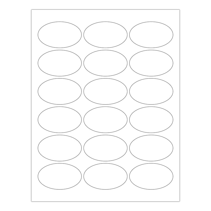 ChromaLabel 1.50 x 2.50 Inch Oval Printable Sticker, Laser Printer Sticker Paper, Printable Labels for Inkjet Printer, 450 Labels per Pack (25 Sheets), White Paper Stickers