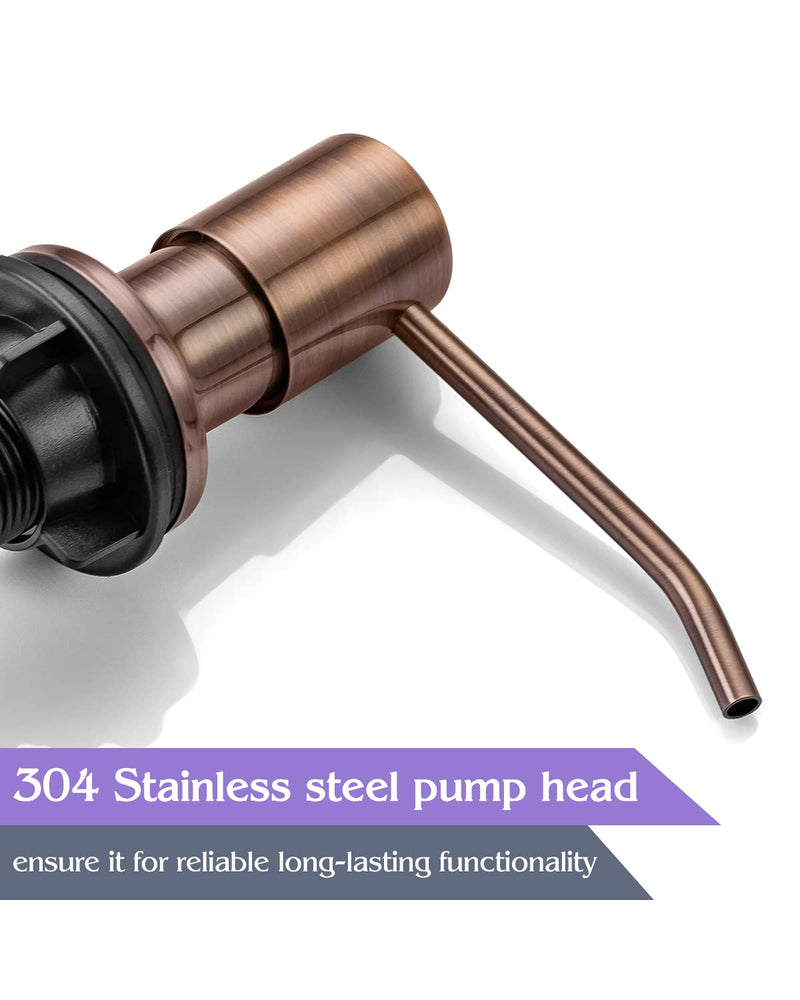 Soap Dispenser for Kitchen Sink, Built in, Stainless Steel (Copper), Pump Set Dish or Lotion, Refill from The Top,Kitchen CounterTop 17 OZ,Built-in Copper Bronze