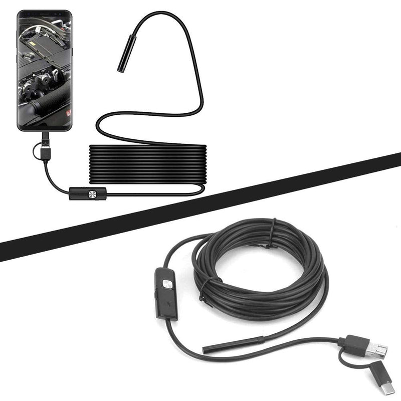 USB Endoscope 5.5mm Borescope Inspection Snake Camera Waterproof 3 in 1 6LED 5M for Smartphones