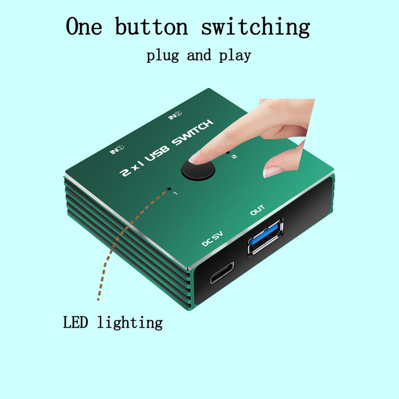 USB Selector Switch 2 in 1 Out Uni-Directional for Printer Scanner Keyboard (USB Cables were not Included.)