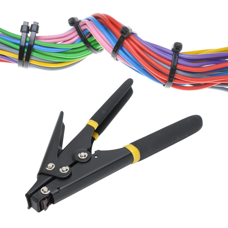 Fdit Cable Tie Gun, Adjustable Tension Flush Cut Zip Tie Fastening Tool Wear for Tensioning and Cutting (Black)