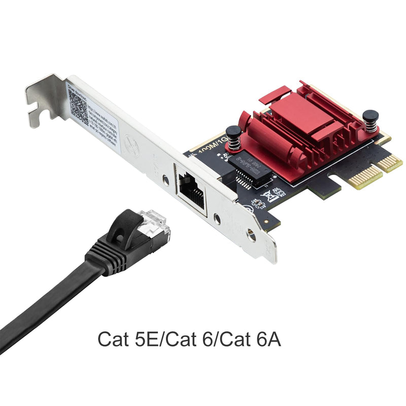 H!Fiber 2.5Gbase-T PCIe NIC with Realtek RTL8125 Chip, 2.5Gb Network Card, 2500/1000/100 Mbps,Single RJ45 Port, PCIe X1, Ethernet Card for Windows/Windows Server/Linux 2.5G RTL8125 1 RJ45