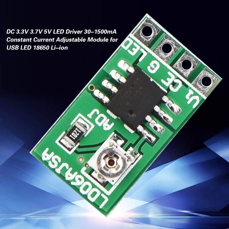 Adjustable Current LED Driver - DC 3.3V 3.7V 5V 9W Constant Current Module 30-1500mA for 18650 Li-Ion