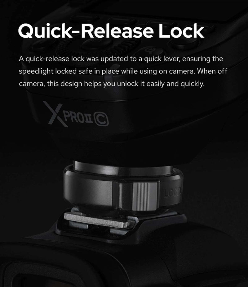 Godox XProII-C E-TTL Wireless Flash Trigger Compatible with Canon Cameras, 2.4G HSS 1/8000S Bluetooth Connection Transmitter, Quick Hotshoe Lock (Upgraded XPro-C)